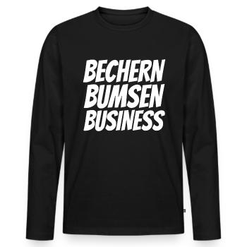 Bechern Bumsen Business - Männer Premium Bio Langarmshirt - Schwarz - Vorne - Nico (187cm)