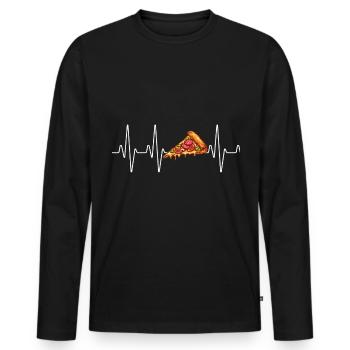 Pizza Herzschlag - Männer Premium Bio Langarmshirt - Schwarz - Vorne - Nico (187cm)