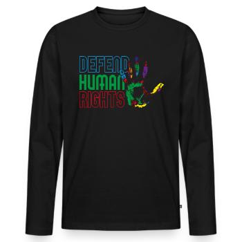 Defends human rights - Men's Premium Organic Long Sleeve Shirt - black - Front - Nico (187cm)