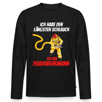 Längster Schlauch der Feuerwehr - Männer Premium Bio Langarmshirt - Schwarz - Vorne - Nico (187cm)