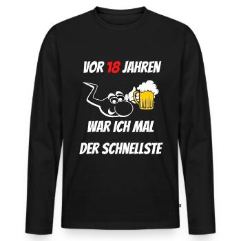 Vor 18 Jahren war ich mal der Schnellste - Männer Premium Bio Langarmshirt - Schwarz - Vorne - Nico (187cm)