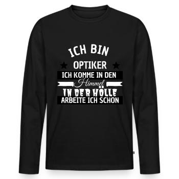 Optiker - Männer Premium Bio Langarmshirt - Schwarz - Vorne - Nico (187cm)