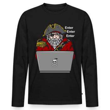 Pirat Notebook Enter - Männer Premium Bio Langarmshirt - Schwarz - Vorne - Nico (187cm)