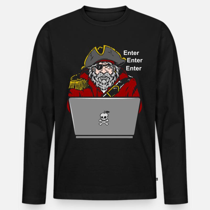 Pirat Notebook Enter - Männer Premium Bio Langarmshirt - Schwarz