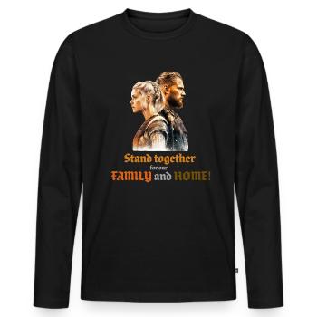 Viking couple stands close together and fights! - Men's Premium Organic Long Sleeve Shirt - black - Front - Nico (187cm)