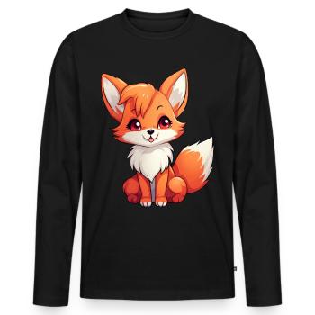 Lustiger Kawaii-Fuchs zum Liebhaber von Anime und Manga - Männer Premium Bio Langarmshirt - Schwarz - Vorne - Nico (187cm)