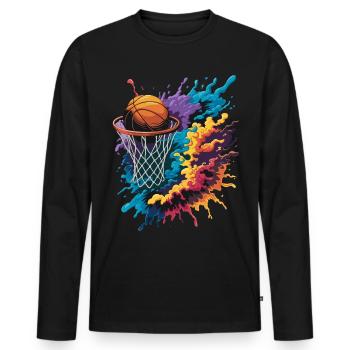 Bunte Basketball Tie Dye Farbe Splash Hoop Net - Männer Premium Bio Langarmshirt - Schwarz - Vorne - Nico (187cm)