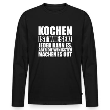 Kochen Koch Lustiger Spruch Geschenkidee - Männer Premium Bio Langarmshirt - Schwarz - Vorne - Nico (187cm)