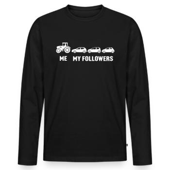 Ich und meine Follower Traktor T-Shirt für Landwirt - Männer Premium Bio Langarmshirt - Schwarz - Vorne - Nico (187cm)