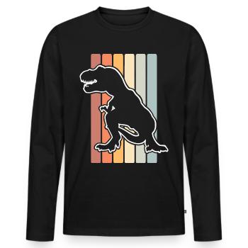 T Rex - Männer Premium Bio Langarmshirt - Schwarz - Vorne - Nico (187cm)
