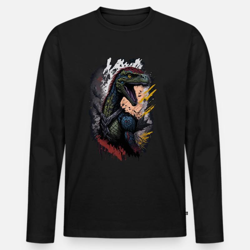 Velociraptor - Männer Premium Bio Langarmshirt - Schwarz