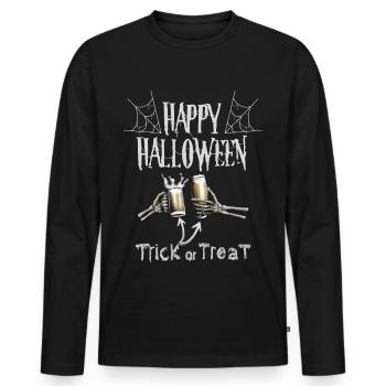 Joyeux Halloween - Alcool ou acide - T-shirt manches longues Premium bio Homme - noir - Devant - Nico (187cm)