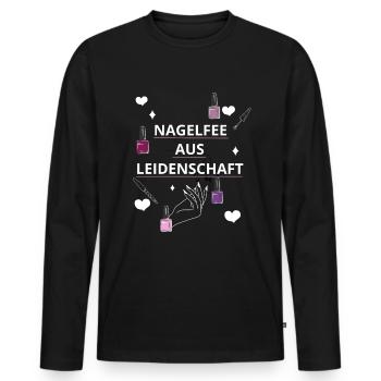 Nagelfee Nageltante Nägel machen - Männer Premium Bio Langarmshirt - Schwarz - Vorne - Nico (187cm)