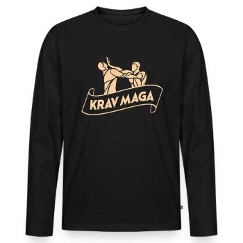 Krav Maga selbstverteidigung - Männer Premium Bio Langarmshirt - Schwarz - Vorne - Nico (187cm)
