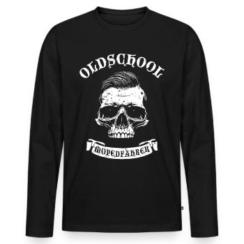 Oldschool Moped Fahrer - Männer Premium Bio Langarmshirt - Schwarz - Vorne - Nico (187cm)