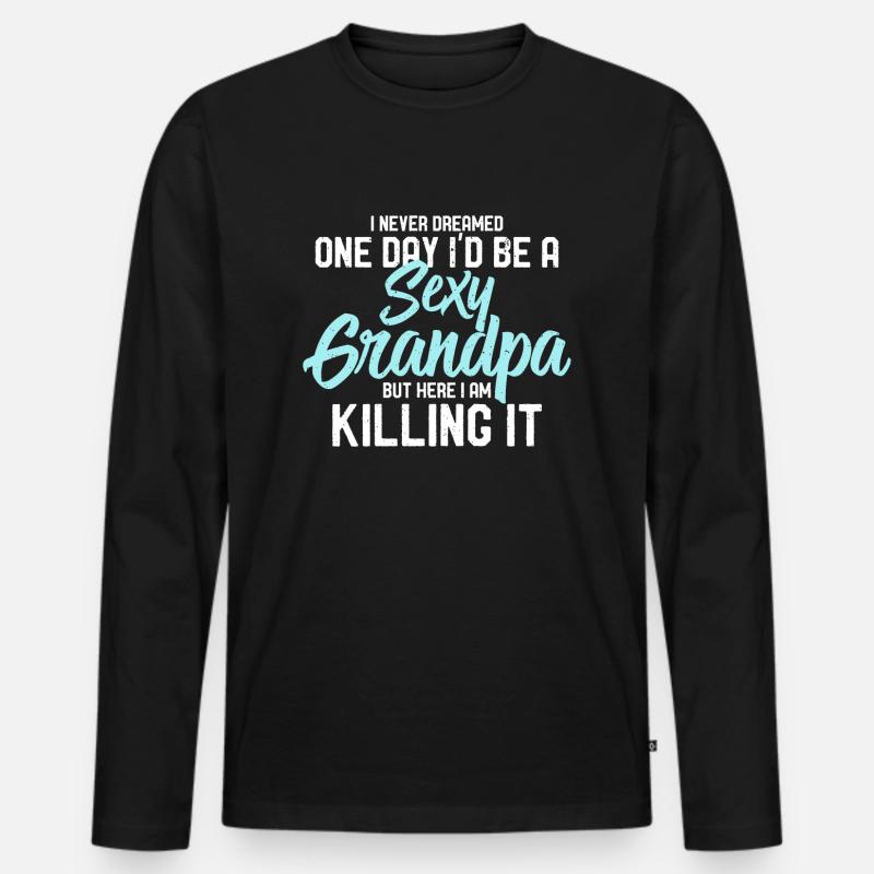 Großvater Opa - Männer Premium Bio Langarmshirt - Schwarz
