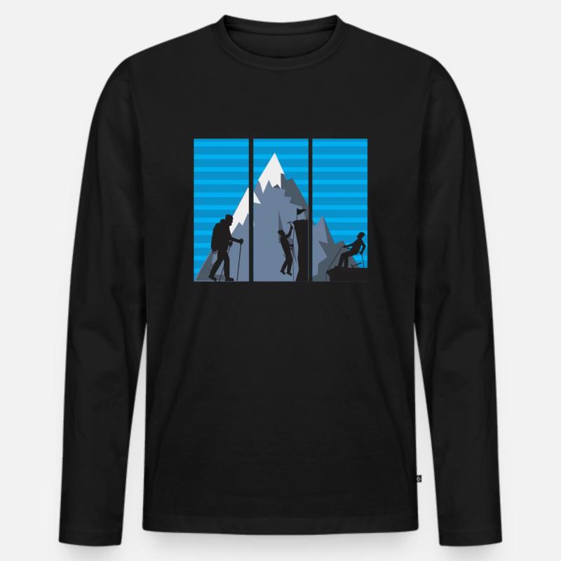 Bergsteiger - Männer Premium Bio Langarmshirt - Schwarz