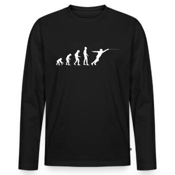 Fechten Evolution T-Shirt - Männer Premium Bio Langarmshirt - Schwarz - Vorne - Nico (187cm)