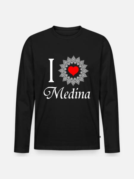 MEDINA, Umrah, Hajj, Kaba, Mekka, bedevaart - Mannen Premium Bio shirt met lange mouwen - zwart