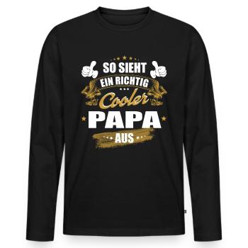 So sieht ein richtig cooler Papa aus, bester Papa - Männer Premium Bio Langarmshirt - Schwarz - Vorne - Nico (187cm)