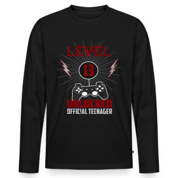 13. Geburtstag Gaming Geschenkidee Spruch Level 13 - Männer Premium Bio Langarmshirt - Schwarz - Vorne - Nico (187cm)