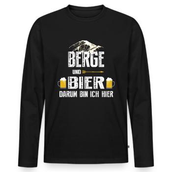 Berge und Bier Herren Wandern Geschenk Hiking - Männer Premium Bio Langarmshirt - Schwarz - Vorne - Nico (187cm)