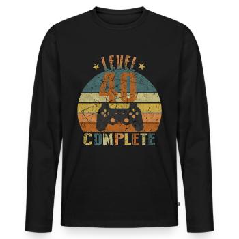 40. Geburtstag Gamer, 1980, 40 Jahre Geschenk - Männer Premium Bio Langarmshirt - Schwarz - Vorne - Nico (187cm)