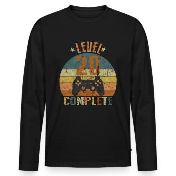 20. Geburtstag Gamer lvl 20 Jahre Geschenk - Männer Premium Bio Langarmshirt - Schwarz - Vorne - Nico (187cm)