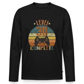 30. Geburtstag Gamer lvl 30 Jahre Geschenk - Männer Premium Bio Langarmshirt - Schwarz - Vorne - Nico (187cm)