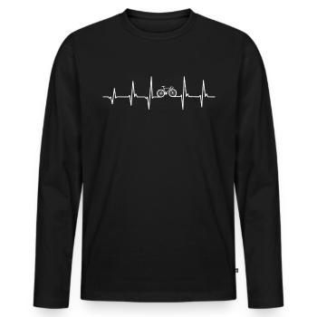 Heartbeat bike ride bike lover - Men's Premium Organic Long Sleeve Shirt - black - Front - Nico (187cm)