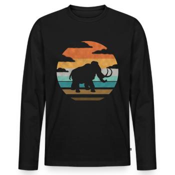 Vintage Sunset Mammut Geschenk - Männer Premium Bio Langarmshirt - Schwarz - Vorne - Nico (187cm)