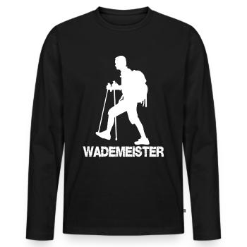 Wandern bis die Waden kochen - Männer Premium Bio Langarmshirt - Schwarz - Vorne - Nico (187cm)