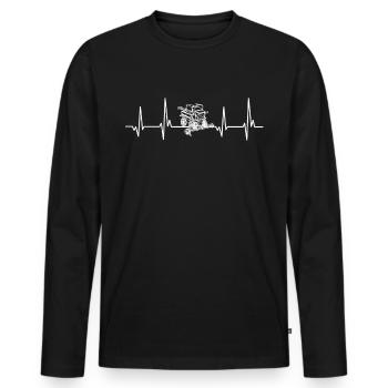 Combinez Farmer Heartbeat Fun - T-shirt manches longues Premium bio Homme - noir - Devant - Nico (187cm)