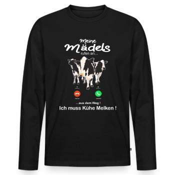 Kühe Landwirt Bauer Kuh Design Geschenkidee - Männer Premium Bio Langarmshirt - Schwarz - Vorne - Nico (187cm)