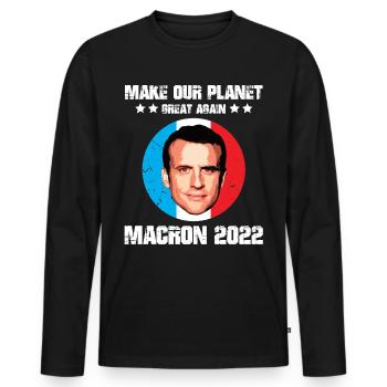 Make our planet great again macron écolo anglais - T-shirt manches longues Premium bio Homme - noir - Devant - Nico (187cm)