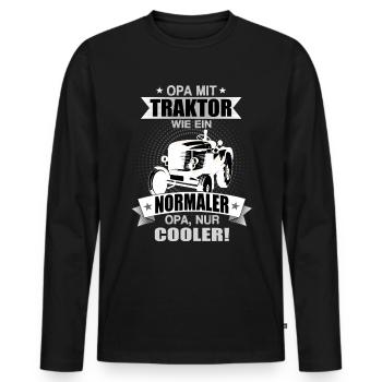 Opa mit Traktor Trecker Landwirt Bauernhof - Männer Premium Bio Langarmshirt - Schwarz - Vorne - Nico (187cm)