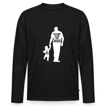 The boss the real boss Partnerlook fête des pères - T-shirt manches longues Premium bio Homme - noir - Devant - Nico (187cm)