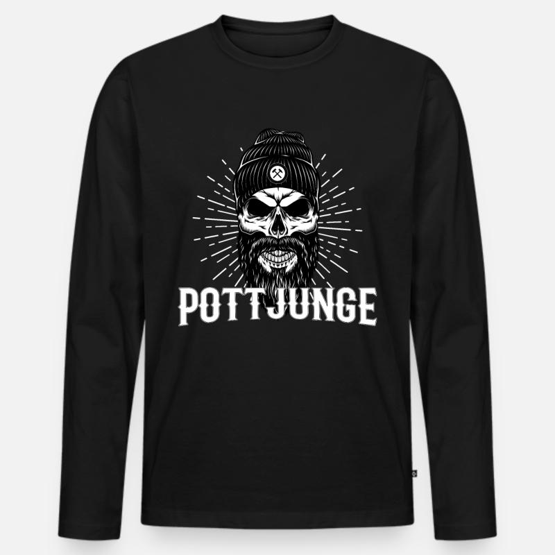 Ruhrpott Pottjunge - Männer Premium Bio Langarmshirt - Schwarz