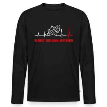 Herzschlag Motorradfahrer Schräglage Motorrad - Männer Premium Bio Langarmshirt - Schwarz - Vorne - Nico (187cm)