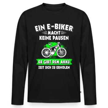 Ebike Elektrofahrrad E-Bike Pedelec Ebiker - Männer Premium Bio Langarmshirt - Schwarz - Vorne - Nico (187cm)