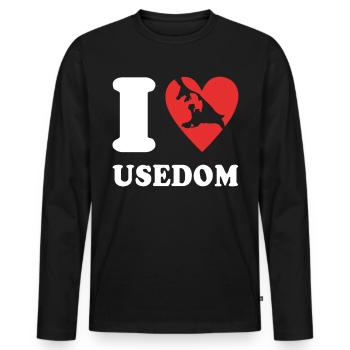 Usedom I Love Usedom Souvenir - Männer Premium Bio Langarmshirt - Schwarz - Vorne - Nico (187cm)