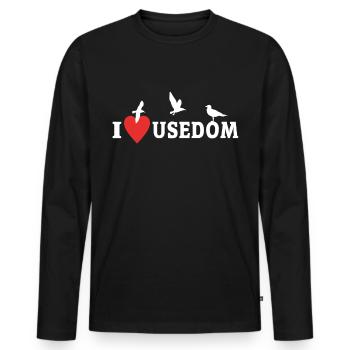 Usedom I Love Usedom Souvenir - Männer Premium Bio Langarmshirt - Schwarz - Vorne - Nico (187cm)