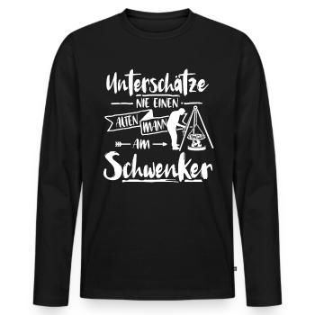 Saarländer Schwenken Saarland Schwenkgrill - Männer Premium Bio Langarmshirt - Schwarz - Vorne - Nico (187cm)