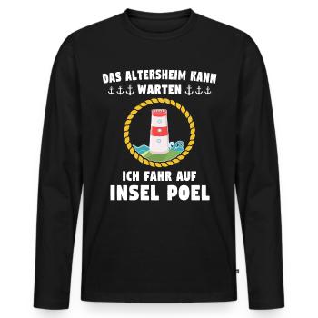 Poel Sprüche Ostsee - Männer Premium Bio Langarmshirt - Schwarz - Vorne - Nico (187cm)