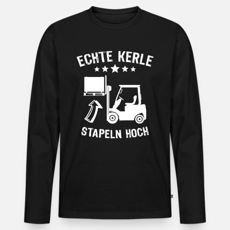 Gabelstapler Stapler Staplerfahrer - Männer Premium Bio Langarmshirt - Schwarz