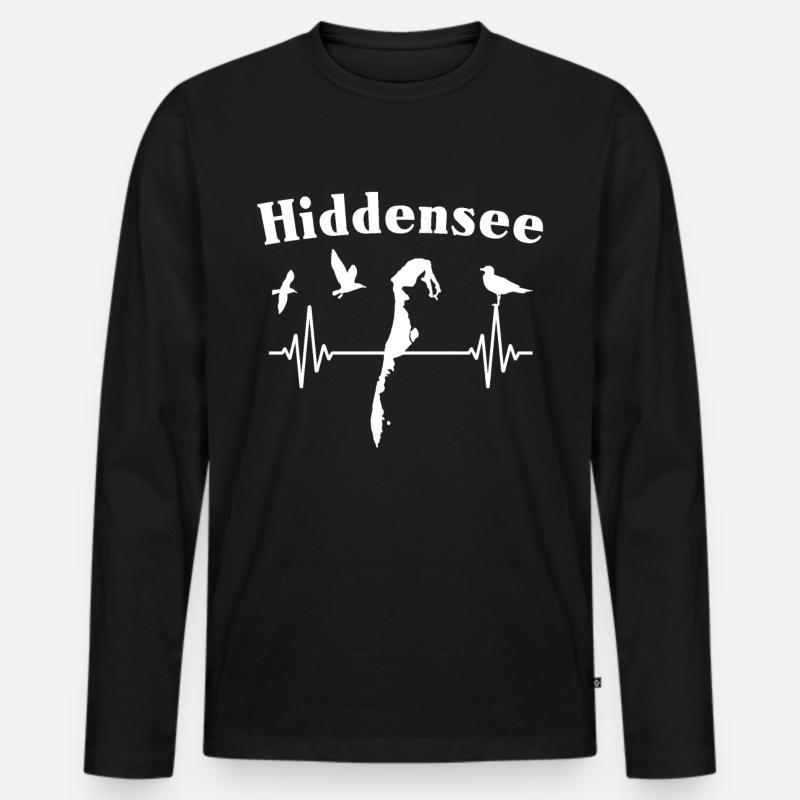 Hiddensee EKG Ostsee Insel - Männer Premium Bio Langarmshirt - Schwarz