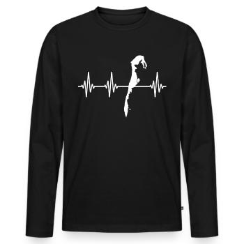 Hiddensee ECG Mer Baltique HeartLine - T-shirt manches longues Premium bio Homme - noir - Devant - Nico (187cm)