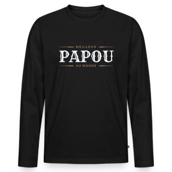 Meilleur Papou Family Outfit Mother Father Child - Men's Premium Organic Long Sleeve Shirt - black - Front - Nico (187cm)
