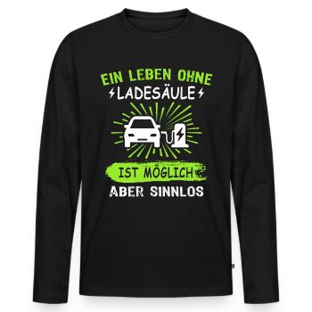 Elektroauto Sprüche EAuto Ladesäule - Männer Premium Bio Langarmshirt - Schwarz - Vorne - Nico (187cm)
