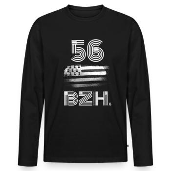 Bretagne-numéro département Breton BZH - T-shirt manches longues Premium bio Homme - noir - Devant - Nico (187cm)